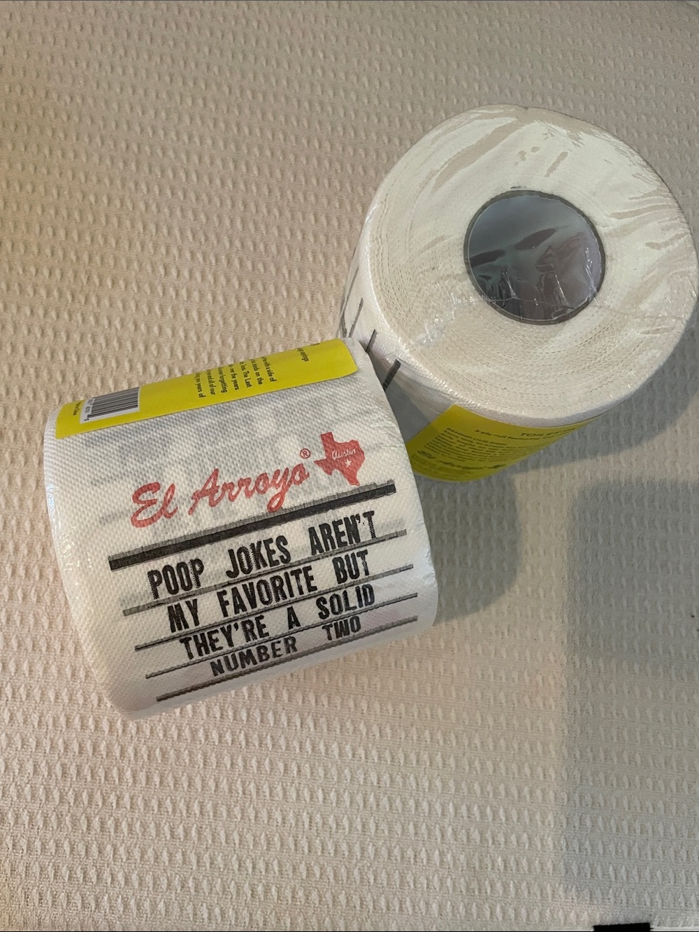 El Arroyo Printed Toilet Paper Roll - White with Red & Black Text